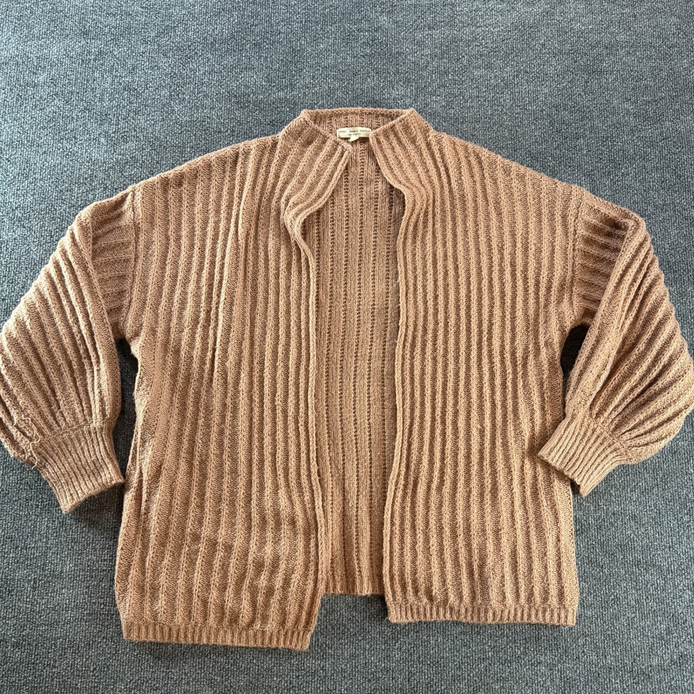 Truly Madly Deeply Brown Ribbed Cardigan Mock Neck Med Cottagecore Fall Cozy